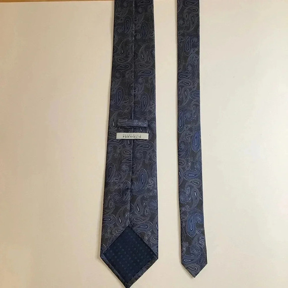 PERRY ELLIS Brown & Blue Paisley Woven Silk Tie - Picture 4 of 11